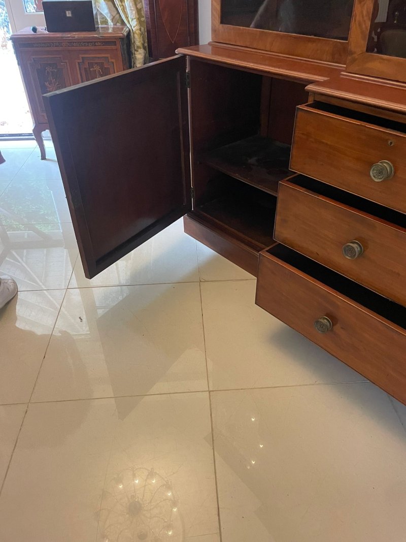 Large Antique George III Quality Mahogany Breakfront Bookcase 238 x 286 x 62 cm - Image 10